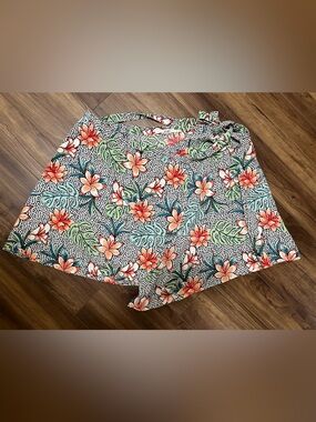 Tropical Floral Wrap Around Skirt - Cover Up